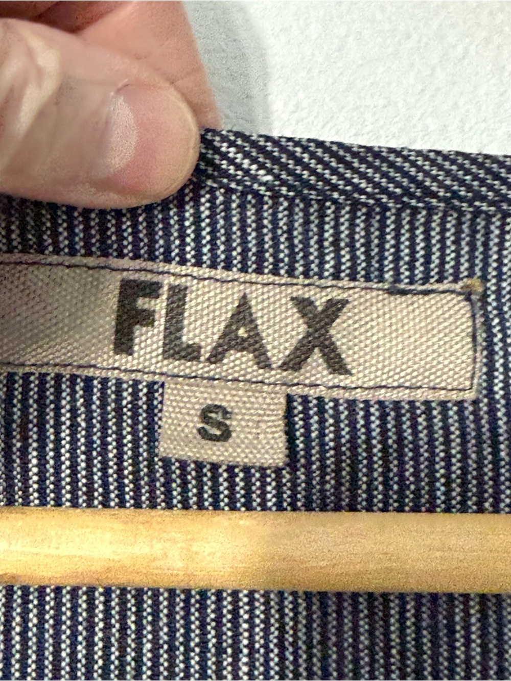 FLAX Long-Sleeve Navy Popover Button Shirt small - Picture 2 of 8